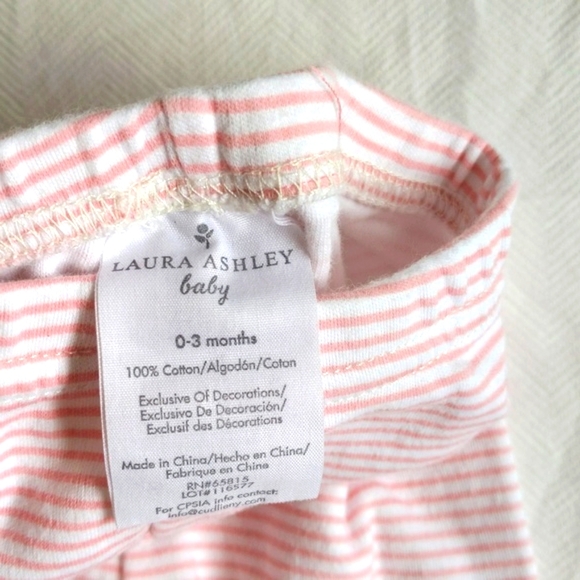 laura ashley baby pink & white striped pants 3 months - Picture 3 of 4